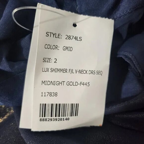 2/$50 Dessy Collection Vivian Diamond Midnight Gold Dress Size 2 | Elegant Gown - Picture 8 of 9